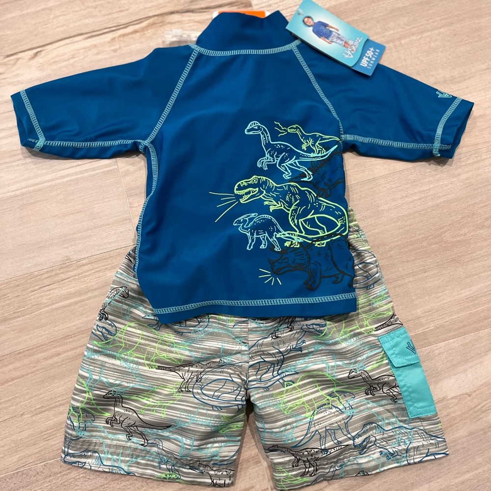 🎉HP🎉 UV-SKINZ Boy’s 3-Piece Swim Set 50+ Sun Protection Dino Sun Wear 2T NWT